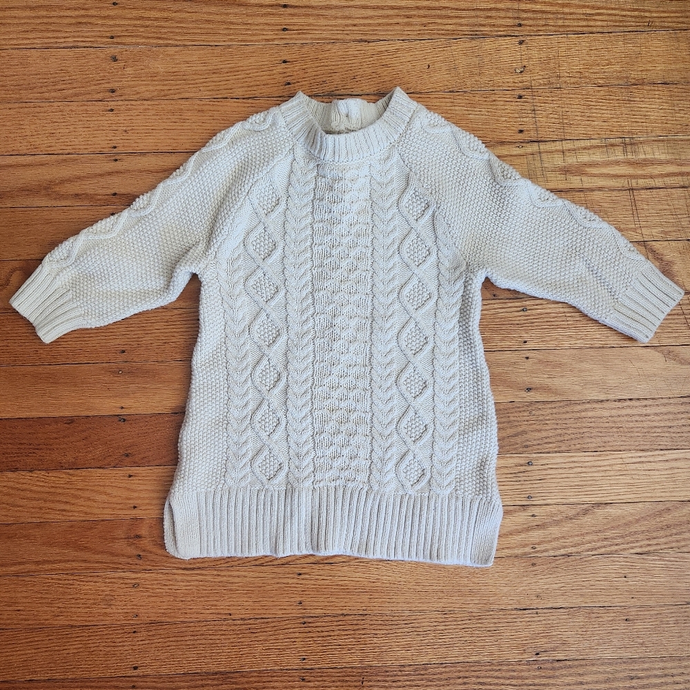 baby Gap cream cable knit sweater dress size 12-18 months girls